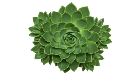 Green succulent plant with layered leaves isolated on transparent background