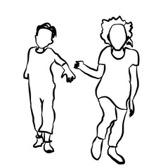 faceless figures reaching out line art