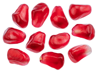 Pomegranate seeds isolated on a white background. Clipping path.
