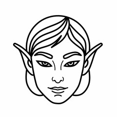 Elf face icon, christmas elf head illustration