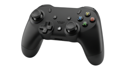 Black game controller isolated PNG with Transparent Background