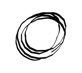 Simple line art illustration featuring circles as motifs. Thin lines. Hand-drawn style. Rough touch. Swirl patterns. Layered strokes. Messy. Overlapping. Chaos. Cluttered. Emphasis. Complex.