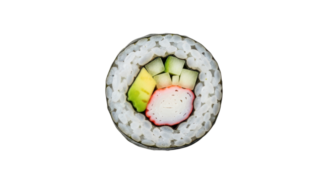 Single California sushi roll close-up isolated PNG with Transparent Background - Powered by Adobe