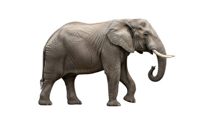 Fototapeta premium African elephant walking gracefully isolated PNG with Transparent Background