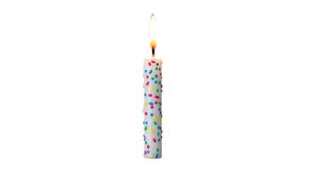 Burning candle with colorful sprinkles decoration isolated PNG with Transparent Background