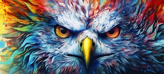 Pointillist grunge design of Devil griffin with abstract dotted pattern ,generative AI