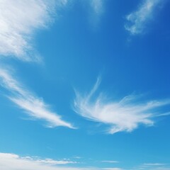 Blue Sky with White Wispy Clouds on a Bright Day with Atmospheric Perspective and Natural Beauty