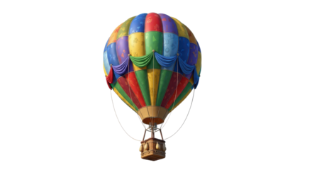 Colorful hot air balloon isolated PNG with Transparent Background