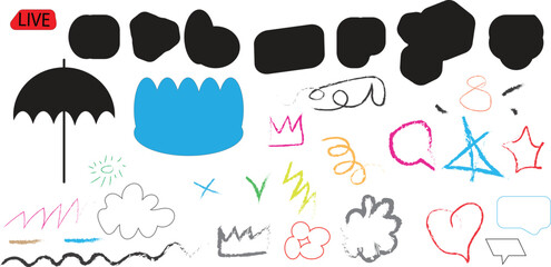 Vibrant neon shapes collection for mobile apps and ui design elements vector