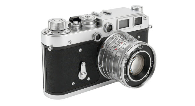 Old rangefinder camera for photography hobby isolated PNG with Transparent Background