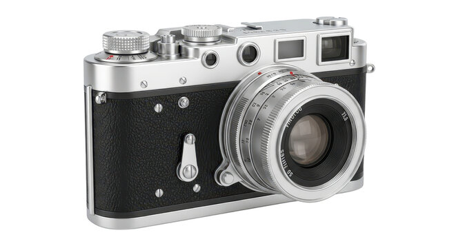 Vintage film camera close-up for photography enthusiasts isolated PNG with Transparent Background - Powered by Adobe