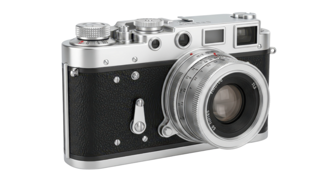 Vintage film camera close-up for photography enthusiasts isolated PNG with Transparent Background