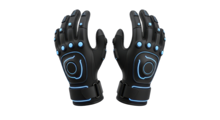 Virtual reality gloves with sensors isolated PNG with Transparent Background