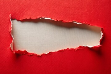 Torn red paper revealing white space for copy or design elements