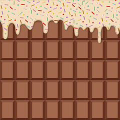Milk Chocolate Bar with Dripping White Chocolate Glaze and Sprinkles