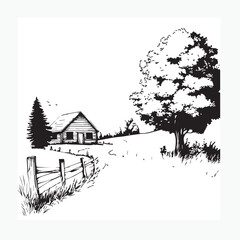 Fototapeta premium vector illustration of a rural landscape