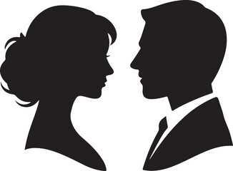  Couple Silhouette Man and Woman Facing Each Other for Love and Relationship