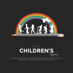 Happy children's day post and greeting card. illustration of Happy Children's day concept. November-14 children's day celebration.