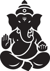 Black Silhouette of Lord Ganesha Remover of Obstacles and God of Wisdom