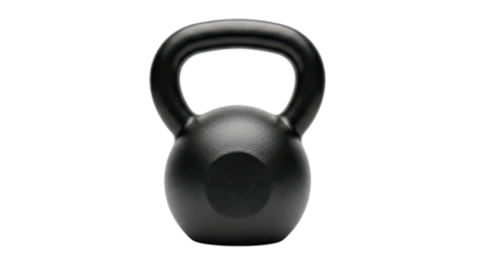 Black kettlebell for strength training isolated PNG with Transparent Background