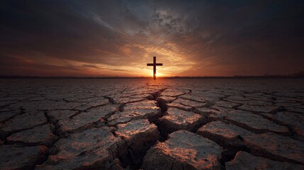 silhouette of cross in sunset