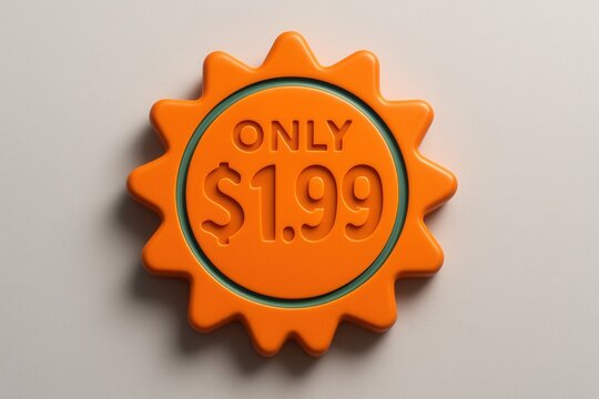 Price tag with ONLY $1.99 discount offer, bright and bold style, attractive retail sale promotion.