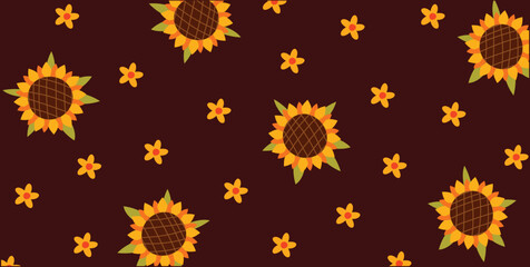 Autumn flowers, seamless decorative pattern elegant print