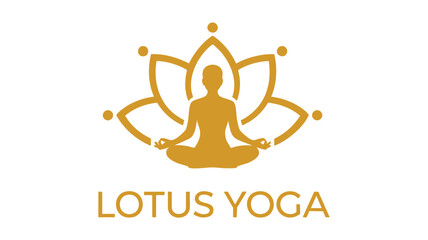 Golden lotus yoga logo symbolizing peace meditation and inner harmony