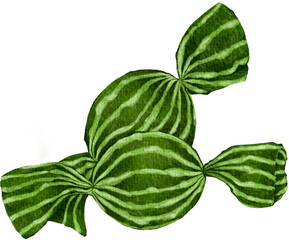 Green striped candy illustration drawing