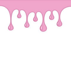 Glossy Pink Strawberry Icing Drops Dripping from Top Border