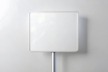 Modern minimalist white square wall lamp with a sleek silver stem mounted on a textured gray wall
