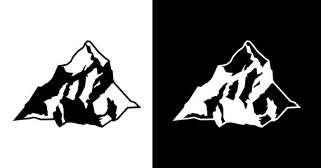 black and white illustration of a mountain icon