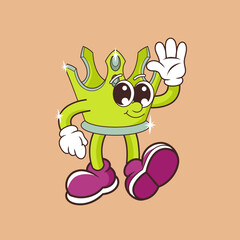 Retro character design of friendly crown