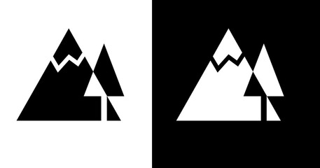 black and white illustration of a mountain icon