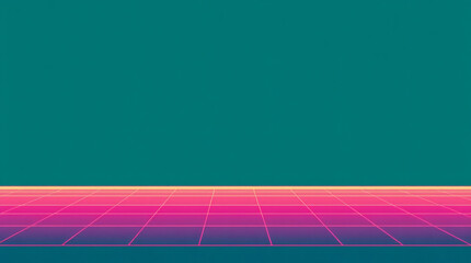 Retro-futuristic 80s Abstract synthwave background with a pink perspective grid on teal background wallpaper, gaming poster, music website design