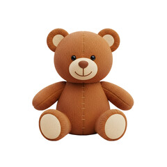 Fototapeta premium 3d icon of a cute, fluffy brown teddy bear sitting down, isolated on transparent background
