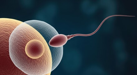 Microscopic view of sperm fertilizing an egg cell a symbol of conception and new life