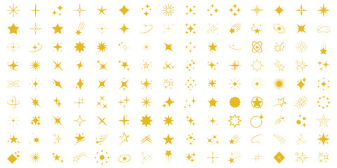 Stars icon collection. Different star shapes. Black stars icon set. Sparkle star icon set. Vector illustration