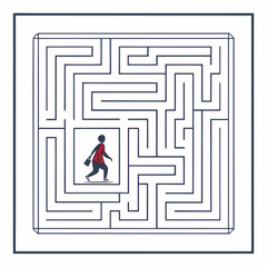 Person in a maze, , finding their way out