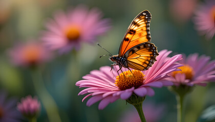Fototapeta premium butterfly on flower