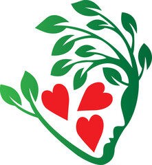 Woman face Tree Love Nature Care Icon Vector Modern Logo Design Template