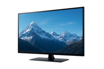 Modern TV showcasing mountain vista landscape view