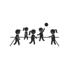 Silhouette of children playing volleyball game together