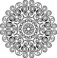 Vector abstract spiral mandala ornament inspired by Kalimantan traditional pattern, decorative ethnic circular design