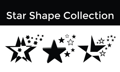 Obraz premium Star Shape Collection in Black and White – Decorative Stellar Icons, Minimal Geometric Outlines, and Modern Abstract Star Elements for Creative Design Projects. Creative Star design 