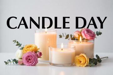 Elegant candles and fresh roses create a warm inviting ambiance for Candle Day celebrations, perfect for promoting self care and relaxation or spiritual reflection