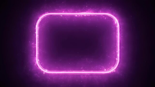Illuminated, rounded rectangle in vibrant pink with a glowing effect, against a dark purple background