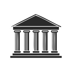 Classical greek temple with columns icon on white background