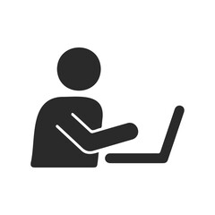Silhouette of person using laptop: technology and communication icon