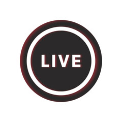 Minimalist live streaming badge icon with red border and text “LIVE”, perfect for video content, broadcast app, and social media stream design. Modern flat vector illustration.